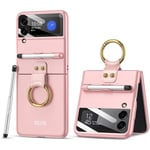 Telefonfodral med Ring Flip Cover med kapacitiv penna för Samsung Galaxy Z Flip 3 rosa