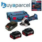 Bosch GWS18-125V-LI Pro 18v Cordless Angle Grinder + 2 x 5.0ah, Charger + L-BOXX