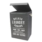 JVL 13-323DG Deluxe 85 Litre Foldable Fabric Clothes Laundry Hamper Bin with Rope Handles, Dark Grey