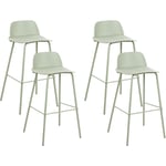 Beliani - Lot 4 Tabourets de Bar Modernes Siège en Plastique Synthétique Vert Clair Pieds en Métal Chaises de Cuisine Mora