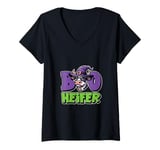 Womens Funny Farm Halloween Shirt Boo Heifer Farmer Cute Cow Witch V-Neck T-Shirt