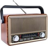 Radio Portables,FM/AM SW,Radio Bluetooth Vintage Classic Design en Bois Support USB/TF,Radio Convient pour Les Cuisines De La Maison Et du Bureau(Q266)