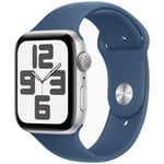 Apple Watch SE GPS 44mm Silver Aluminium Sport Band S/M MXEQ3 - Unisex - 44 mm - Smartklokke - Quartz med lader