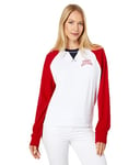 Tommy Hilfiger Women's Crewneck Sweatshirt, Bright White/Scarlet, Large