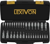 LEXIVON Master TORX, Coffret de douilles acier allié Premium S2 | Complet de 34 pièces, étoile solide et inviolable T6 à T70 | Etui de rangement améliorée (LX-149)