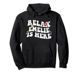 Retro Groovy Relax EMELIE Is Here Funny Mother's Day Name Pullover Hoodie