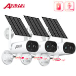 ANRAN 2K Solar Security Camera Battery Powered Pan 180° Outdoor Wireless CCTV