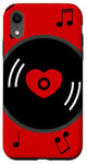 Coque pour iPhone XR notes de musique disque vinyle album coeur rouge valentines vintage