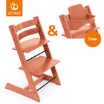 STOKKE® Tripp Trapp® Matstol bok Terracotta + gratis Babyset V2 Terracotta