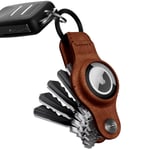 KeySmart Air Compact Keyring Key Holder Leather Rustic Brown For Apple Airtag