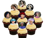 Queen Elizabeth Edible Cupcake Toppers 20 Fairy Bun Decorations Platinum Jubilee