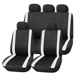 upgrade4cars Housse de Siege Voiture Universelle Noir Blanc | Ensemble de Housses Siège Auto Universel | Couvre Sieges pour Avant et Arrière | Accessoires Interieur Gadget