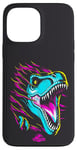 Coque pour iPhone 13 Pro Max Jurassic World Colorful Neon Iconic T-Rex Logo