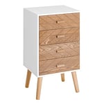 HOMCOM Table de Chevet Chiffonnier Commode Meuble de Rangement avec 4 tiroirs Scandinave 40L x 30l x 75H cm en Bois