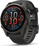 Garmin fenix 8 43 mm AMOLED Sapphire Karbongrå DLC-titan sort/grå silikonrem