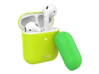 PURO Icon - Fodral för trådlösa hörlurar - silikon - fluo yellow - för Apple AirPods (1:a generation, 2a generation)