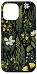 iPhone 14 Pro Max Olive Green Boho Botanical Wildflowers Case