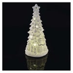 EMOS Sapin de Noël LED en céramique blanche - Décoration lumineuse avec bonhommes de neige et effets d'étoiles - Pour l'intérieur - Lumière blanche chaude - Fonctionne avec 2 piles AA non incluses