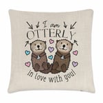 I Am Otterly In Love With You Cushion Cover Pillow Valentines Day Girlfriend