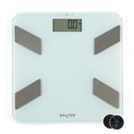 Salter Analyser Balance Salle de Bain, Capacité 180kg/23st 3lb, Calcule le Poids, Graisse et Eau, Écran LCD Facile à Lire, Jusqu'a 9 Utilisateurs, Lecture Instantanée, Piles Incluses, Design Compact