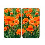 WENKO Hällskydd, Glashäll Kåpa "Poppy Field", Set om 2, Härdat glas, Flerfärgad