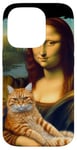 Coque pour iPhone 14 Pro Mona Lisa tenant un chat Portrait d'art Peinture Kitty Cat