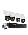 ZOSI 4K Caméra de Surveillance Extérieure, Détection de Personne Véhicule Animaux et Flamme, 8MP Camera IP PoE avec Pan Tilt pour Vue à 360° avec 8CH 8MP NVR Extensible à 16CH Enregistrement 24/7