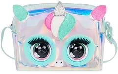 PURSE PETS - LICORNE HOLOGRAPHIQUE - ANIMAL INTERACTIF FORMAT SAC À MAIN - Sac pour Enfant Licorne Qui Cligne Des Yeux - À L'Epaule Ou En Bandoulière - Sons Et Modes De Jeu - Jouet Enfant 4 Ans Et +