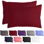 Komfortec Taie d'oreiller - Lot de 2-40x60 cm 100% Microfibre 120g/m², Super Doux Housse de Coussin, Rouge