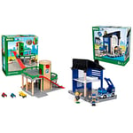 BRIO World Parking Garage for Kids Age 3 Years Up - Compatible with all BRIO Railway Train Sets & Accessories & World Police Station for Kids Age 3 Years Up