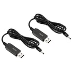 2Pcs 6W USB Step Up Voltage Converter 5V to DC 9V Jack 3.5x1.35mm Power Cable