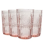 Bormioli Rocco 4x Romantic Highball Glasses Boho Water Tumblers 475ml Red