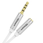 Headphone Extension Cable TESmart TPE Car Aux Stereo Jack Cable 3.5mm Male to Female Lead for Phones, Headphones, Speakers, Tablets, PCs, MP3 Players and More (3.2ft,White)