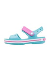 Crocs Crocband Sandals, Unisex-Kids Sandals, Lightweight and with Secure Fit, in Digital Aqua Strap and Stripe Detail, Size C6 UK