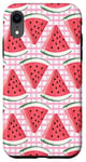 Coque pour iPhone XR Tranche de pastèque Motif à carreaux roses de fruits d'été