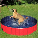 lionto Piscine pour Chien Pliable en PVC Bassin pour Chiens Baignoire pour Chien Piscine pour Animaux, (L) 160 cm Ø Hauteur 30 cm Bleu/Rouge