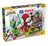 LISCIANI - MARVEL - Puzzle 2 en 1 - Spidey & Amazing Friends - 24 pièces - Pour Enfants dès 3 Ans - 50x35 cm - Puzzle Double Face - Verso à Colorier - Jeu Educatif - Fabriqué en Italie