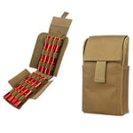 Gexgune Chasse 25 Ronde 12GA Coquilles de munitions de Calibre 12 Reload Magazine Pochettes de Rangement Sac Bandolier Bullet Holder Kit Airsoft Tactique (4 Couleurs en Option) (Kaki)