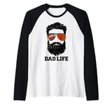 Mens Football Basketball Dad Messy Hair Beard Football Basketball Raglan Baseball Tee