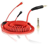 Replacement Coiled DeLuxe Cable for Sennheiser HD25 - HD-25 Headphones - Red