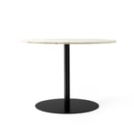 Audo Copenhagen - Harbour Column Dining Table Ø105, Off White Marble Tabletop with Black Base - Spisebord - Norm Architects - Hvit - MDF/Metall/Stein