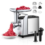 Electric Meat Mincer Grinder, Stainless Steel, 3 in 1 Meat Grinder & Sausage Stuffer & Kubbe Kit Included, Powerful 2000W Max Copper Motor