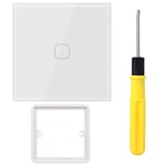 Acmerota Smart Switch WiFi Interrupteur Mural Tactile 1 Gang 1 Voie 250V Compatible pour Alexa pour Google Home, Fil Neutre Requis, Télécommande APP