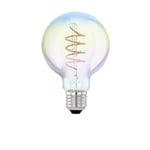 Eglo Lampe LED E27 dimmable, globe filament vintage spirale, ampoule Edison multicolore effet arc en ciel, 4 watts, 200 lumens, blanc chaud, 2000 Kelvin, G80, Ø 8 cm