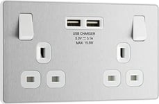 BG Electrical Evolve Double Switched Power Socket with 2 USB Charging Ports