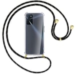 Collier pour Oppo A16 (CPH2269, 6.52'') noir+or (O) Etui Coque avec cordon