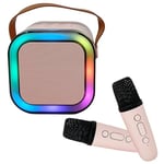 Karaoké pour Enfants avec 2 microphones sans Fil et boîtier Bluetooth, karaoké Portable avec 5 Effets Voix et lumières LED