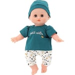 Vilac - Petit Câlin Théo - Jouet en Vinyle et Tissu - Poupon avec Bonnet Vert - 28 Cm - Corps Souple pour Les Enfants - À Partir de 18 Mois