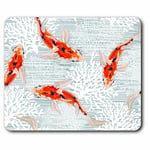 Computer Mouse Mat - Koi Carp Goldfish Fish Art Drawing Office Gift #21764