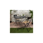 The Home Deco Factory - Table de jardin pliante 110x70x71 cm en métal noir